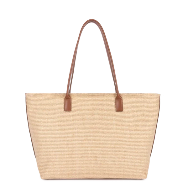 Sac cabas épaule KBA Marinière Osier Lancaster cognac