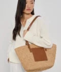 Sac cabas épaule le Panier Lancaster cognac
