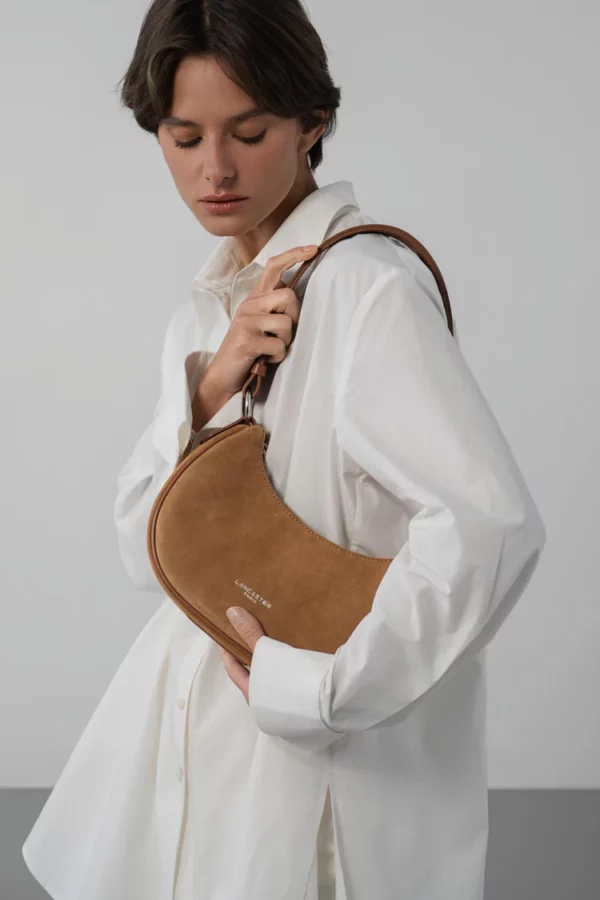 Petit sac besace suède Lancaster camel