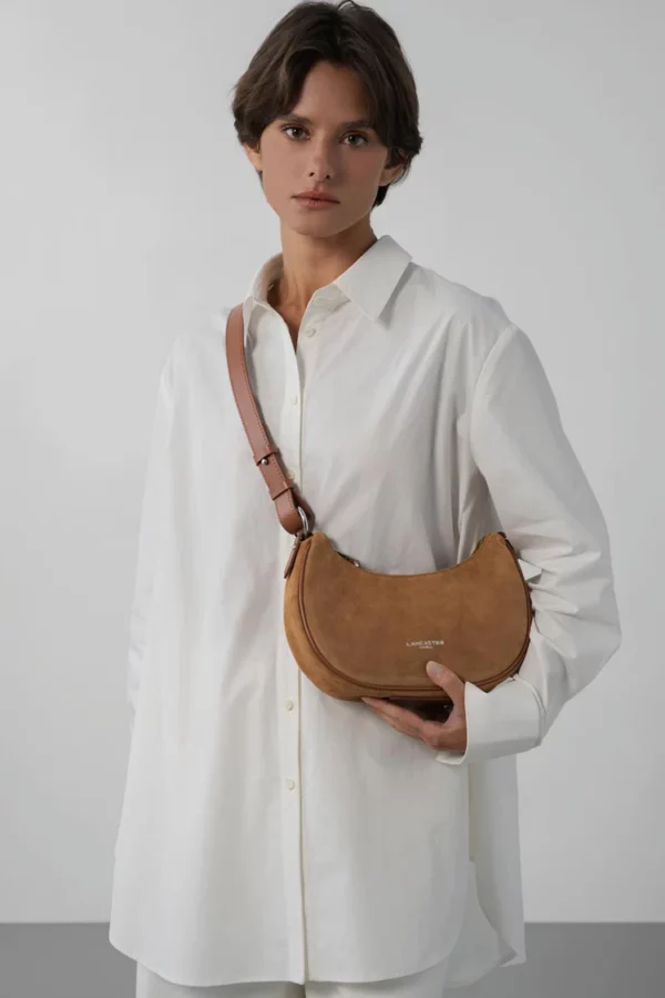 Petit sac besace suède Lancaster camel