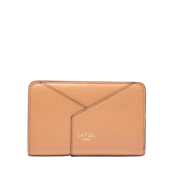 Portefeuille compact zippé Envelopppe de Lancel camel