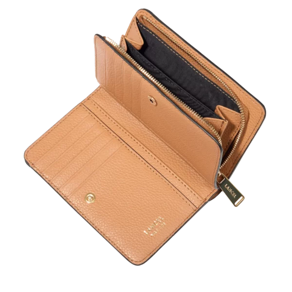 Portefeuille compact zippé Envelopppe de Lancel camel