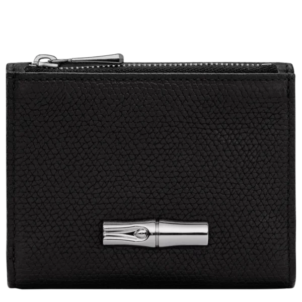 Portefeuille compact Roseau Longchamp noir