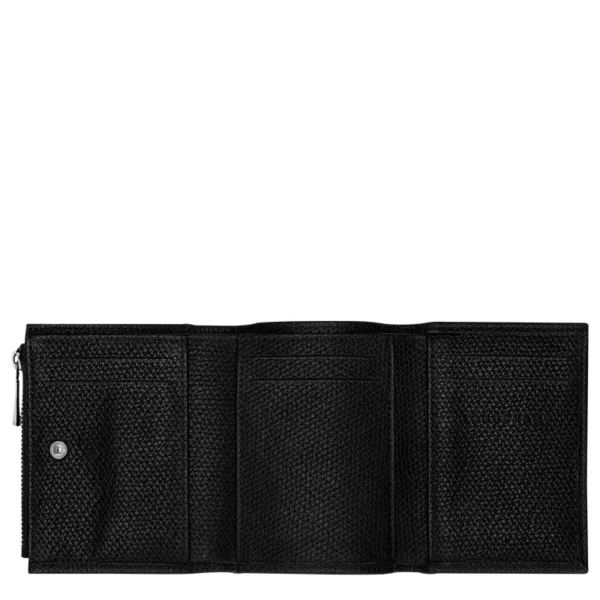 Portefeuille compact Roseau Longchamp noir