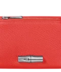 Portefeuille compact Roseau Longchamp vermillon