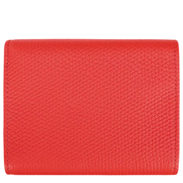 Portefeuille compact Roseau Longchamp vermillon
