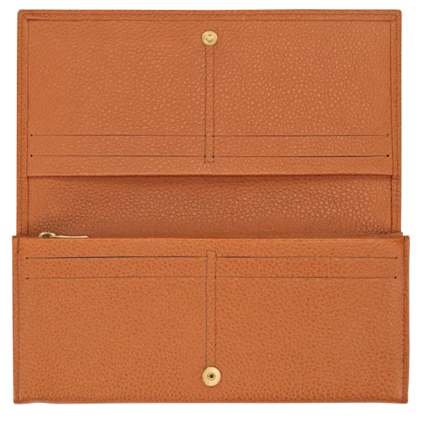 Portefeuille long à rabat Le Foulonné Longchamp ambre