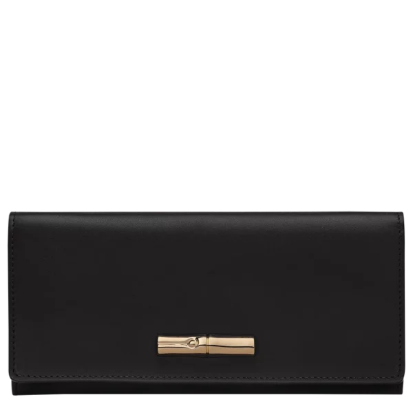 Portefeuille long à rabat Roseau sleek Longchamp noir