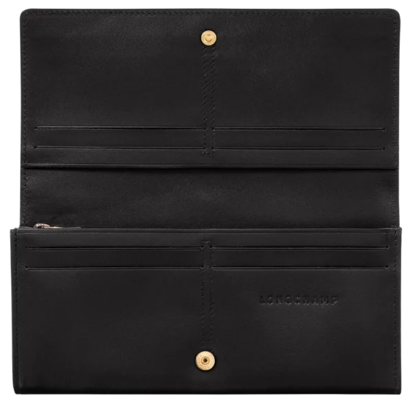 Portefeuille long à rabat Roseau sleek Longchamp noir
