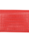 Portefeuille compact Roseau Pocket croco Longchamp vermillon