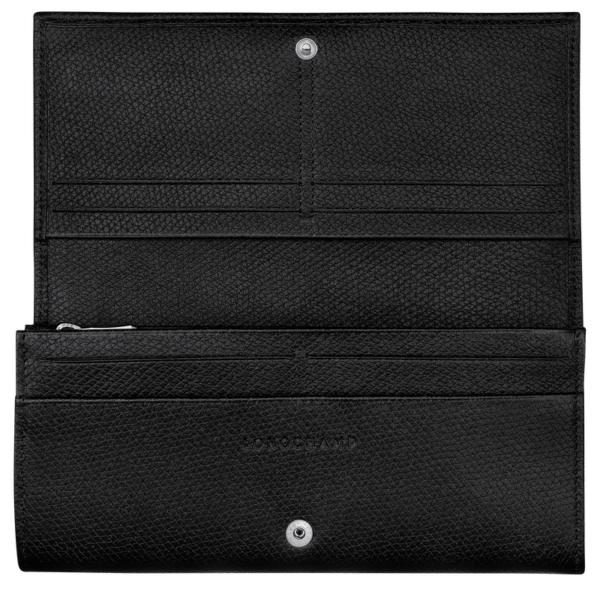 Portefeuille Long À Rabat Roseau Longchamp - noir