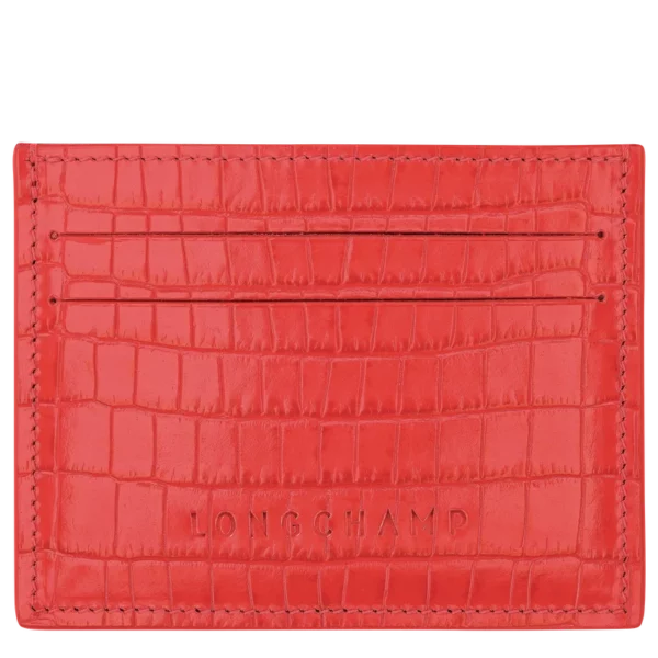 Porte-cartes Roseau Pocket croco Longchamp vermillon