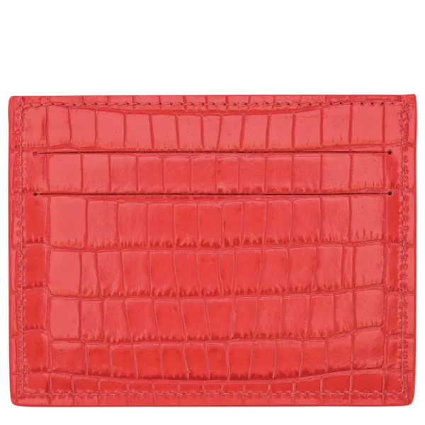 Porte-cartes Roseau Pocket croco Longchamp vermillon