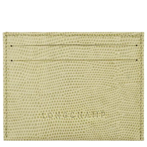 Porte-cartes Roseau Pocket lézard Longchamp pistache