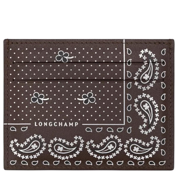 Porte-carte Pocket cuir Longchamp moka