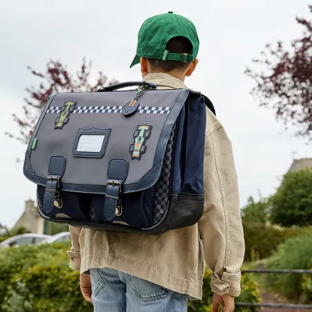 Cartable Romain gris 38cm poche gourde Tann's