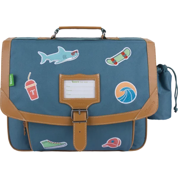 Cartable enfant Stan vert 38cm poche gourde Tann's