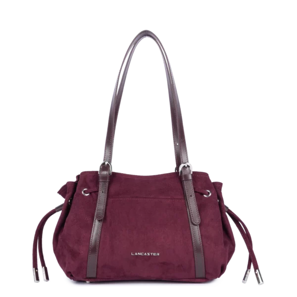 Sac cabas épaule Lancaster velvet Emma bordeaux