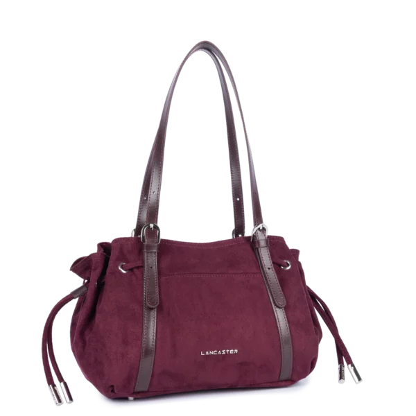 Sac cabas épaule Lancaster velvet Emma bordeaux