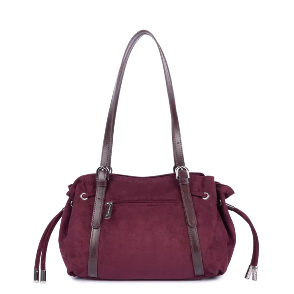Sac cabas épaule Lancaster velvet Emma bordeaux