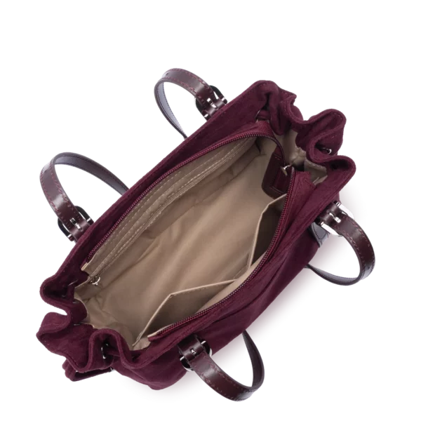 Sac cabas épaule Lancaster velvet Emma bordeaux