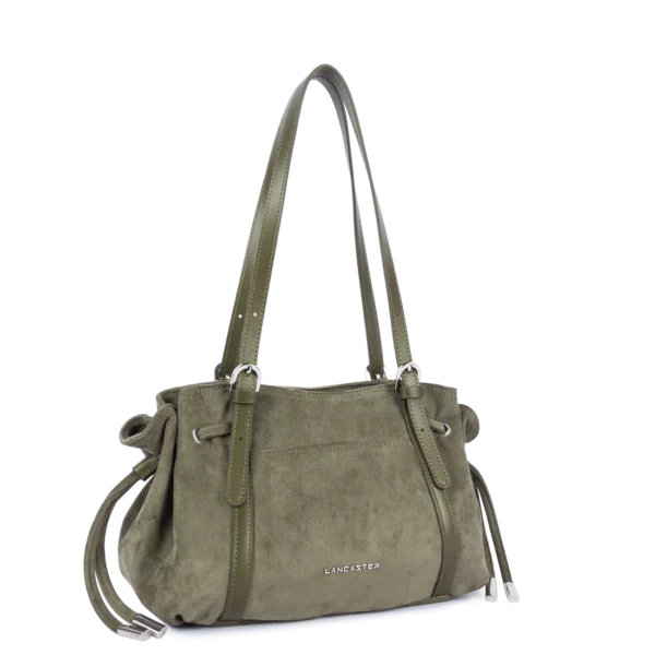 Sac cabas épaule Lancaster velvet Emma kaki