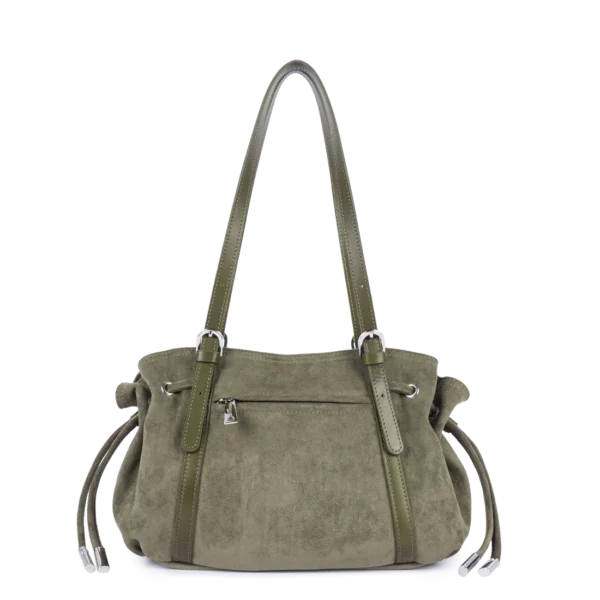 Sac cabas épaule Lancaster velvet Emma kaki