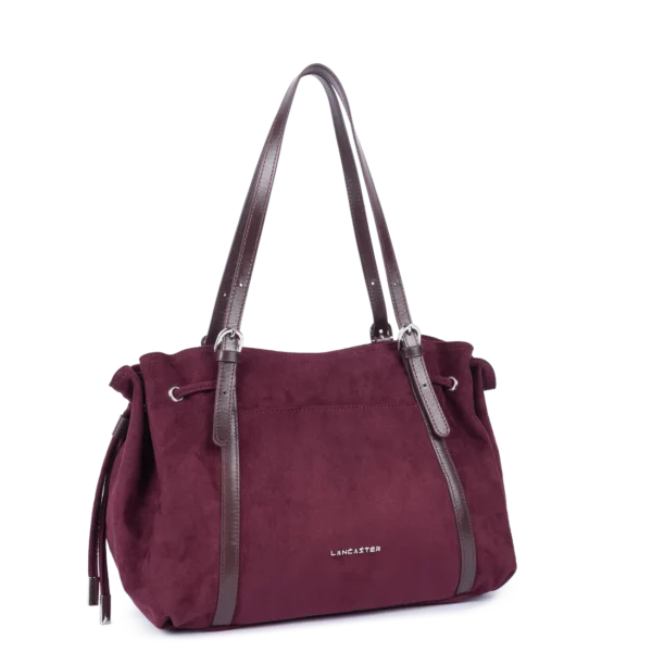 Grand sac cabas épaule Lancaster velvet Emma bordeaux