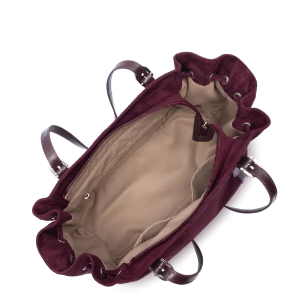 Grand sac cabas épaule Lancaster velvet Emma bordeaux
