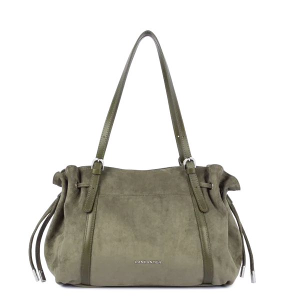 Grand sac cabas épaule Lancaster velvet Emma kaki