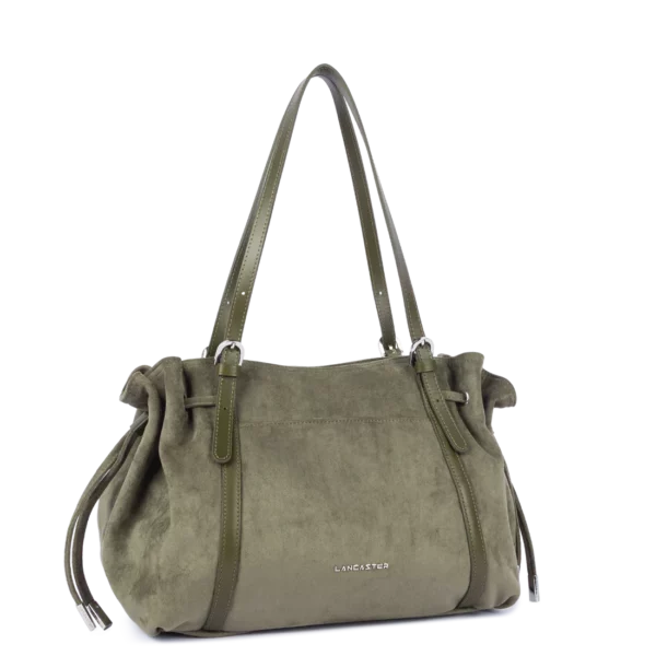 Grand sac cabas épaule Lancaster velvet Emma kaki