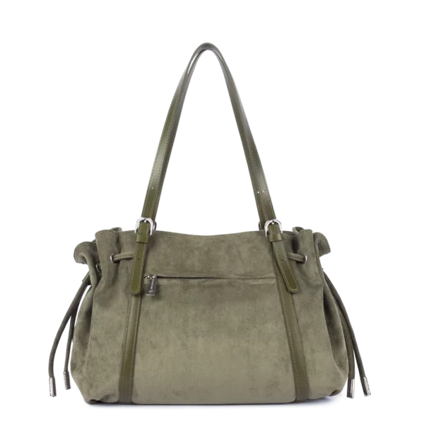 Grand sac cabas épaule Lancaster velvet Emma kaki