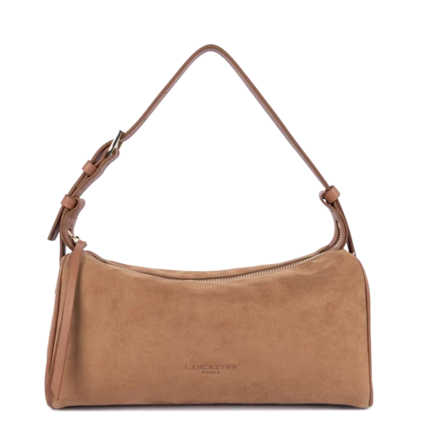 Sac bandoulière rectangle suède Lancaster camel