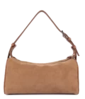 Sac bandoulière rectangle suède Lancaster camel