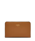 Portefeuille rectangulaire zippé BCBG cuir Lancel camel