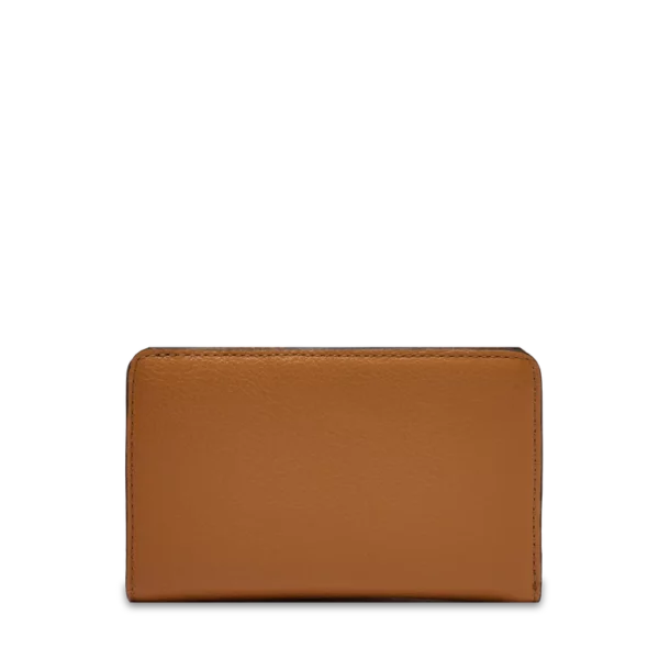 Portefeuille rectangulaire zippé BCBG cuir Lancel camel