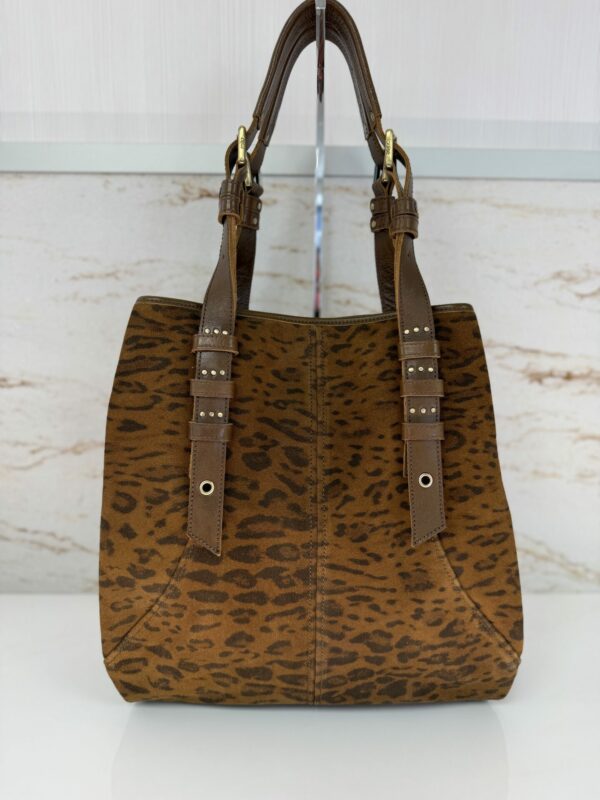 Sac cabas Katell cuir velours Mila Louise léopard ocre