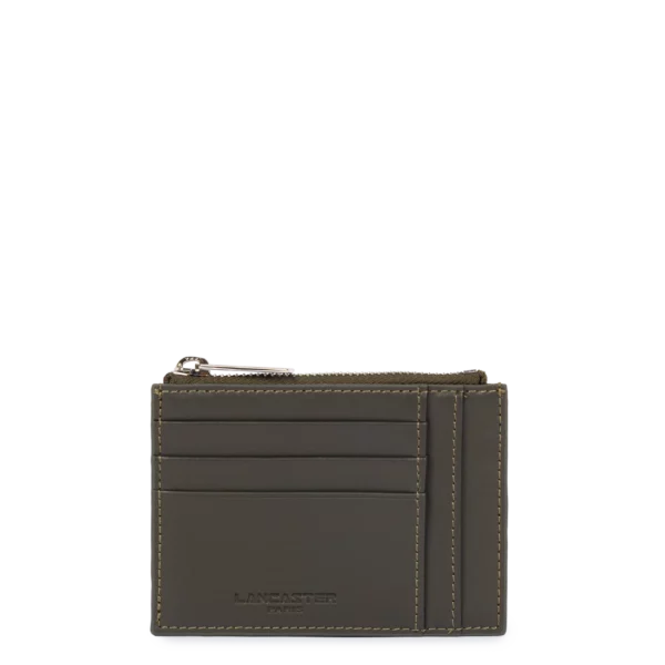 Porte-cartes femme cuir Lancaster Paris PM kaki foncé