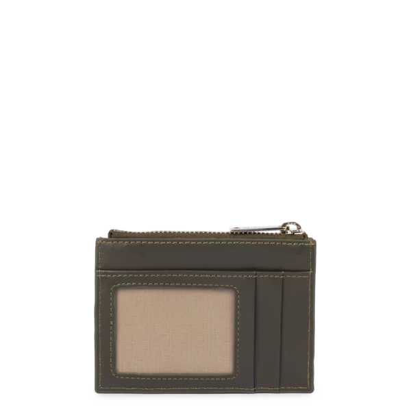 Porte-cartes femme cuir Lancaster Paris PM kaki foncé