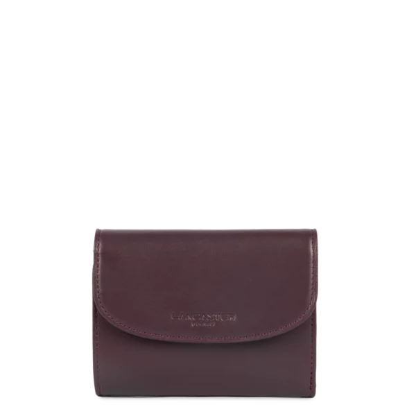 Portefeuille dos à dos femme cuir Paris PM Lancaster bordeaux foncé