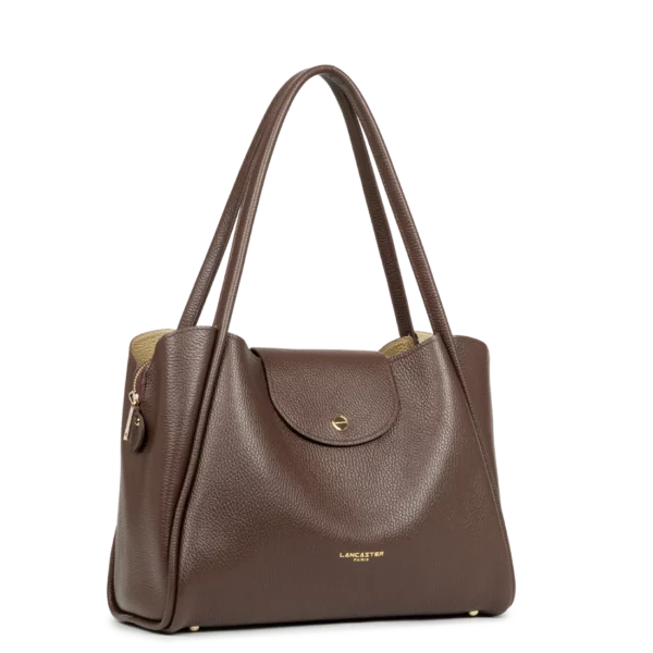 Sac cabas épaule femme Ida Double cuir Lancaster marron