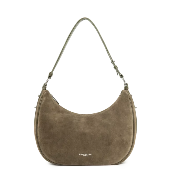 Grand sac besace suède Lancaster kaki foncé