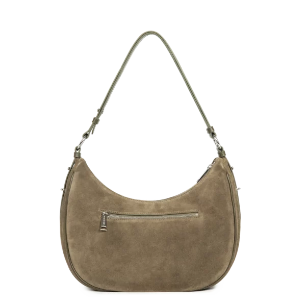 Grand sac besace suède Lancaster kaki foncé