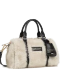 Petit Sac Polochon Lancaster moumoute Ana ecru/noir