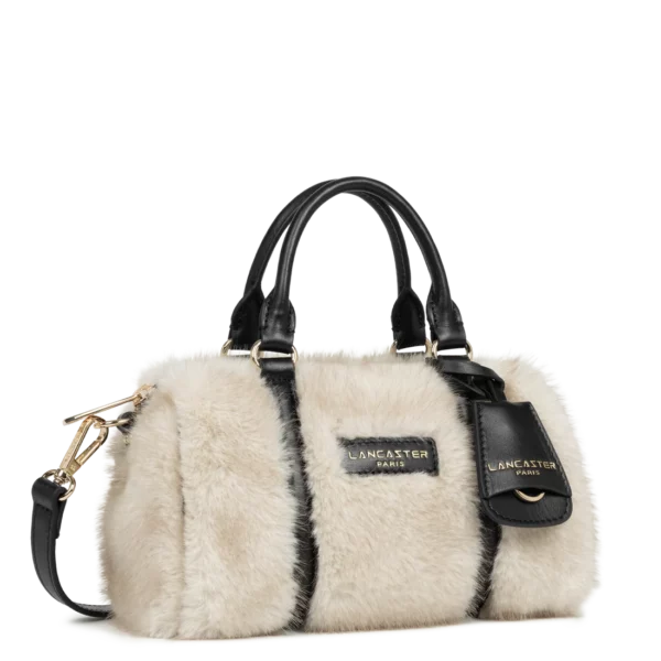 Petit Sac Polochon Lancaster moumoute Ana ecru/noir