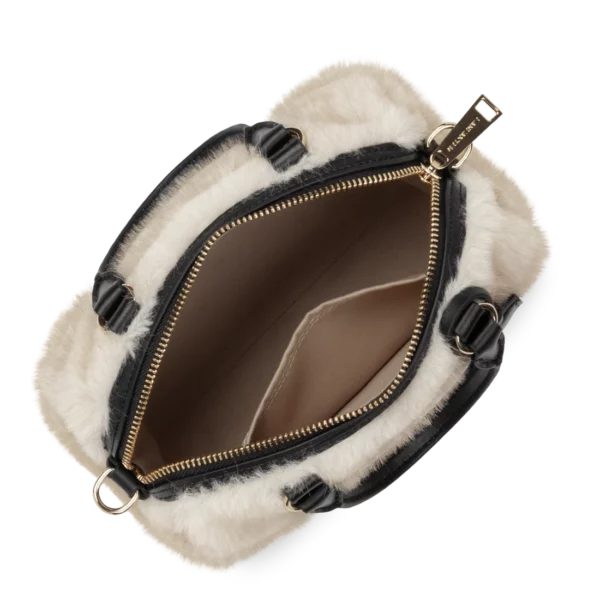 Petit Sac Polochon Lancaster moumoute Ana ecru/noir