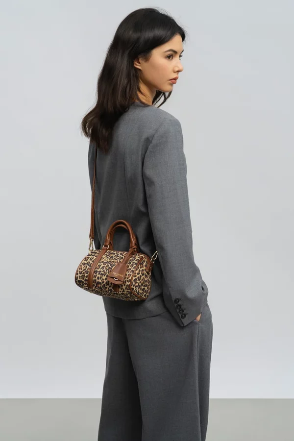 Petit Sac Polochon Lancaster Jungle sable léopard