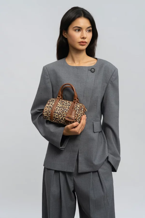Petit Sac Polochon Lancaster Jungle sable léopard