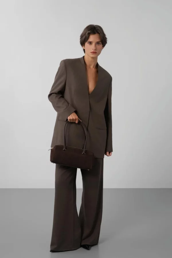 Sac rectangle suède Lancaster marron