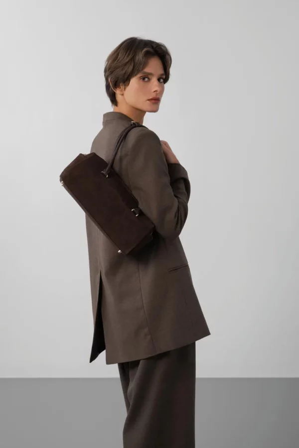Sac rectangle suède Lancaster marron